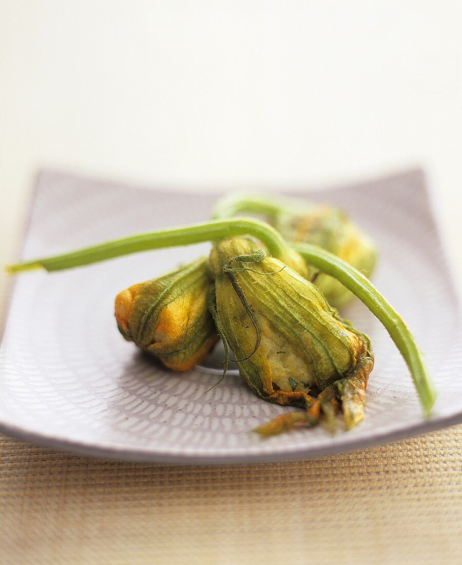 Courgette flowers stuffed with potato