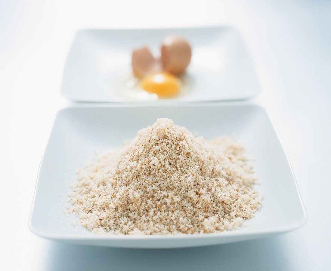 Breadcrumbs and a broken egg (for coating)