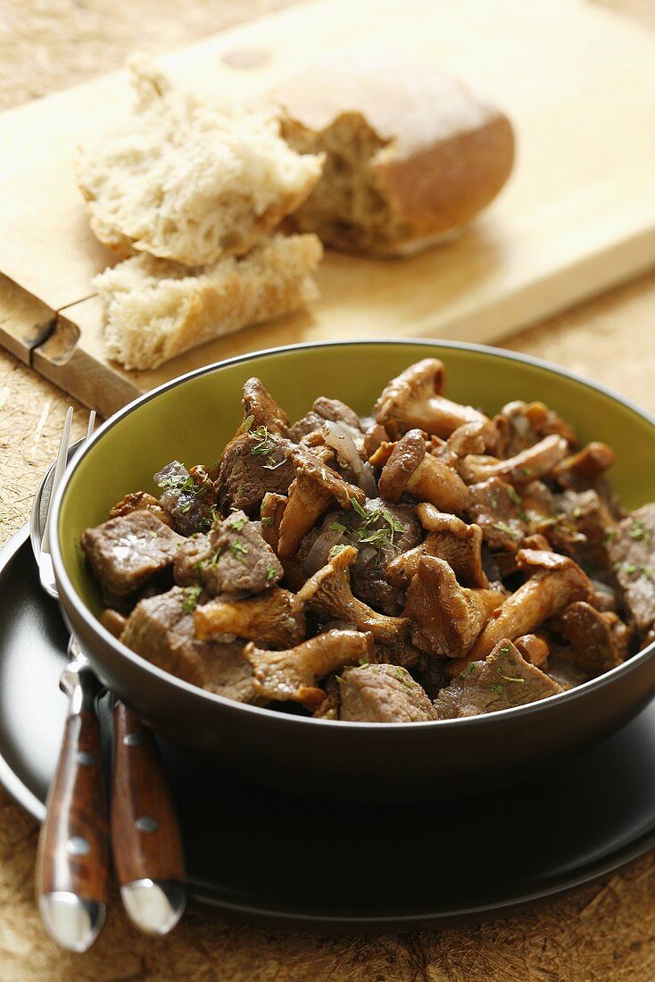 Beef ragout with chanterelles