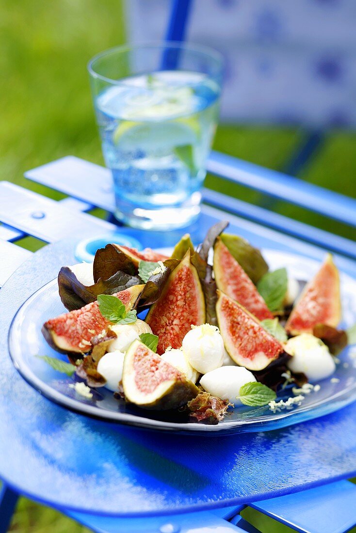 Mozzarella with figs and mint