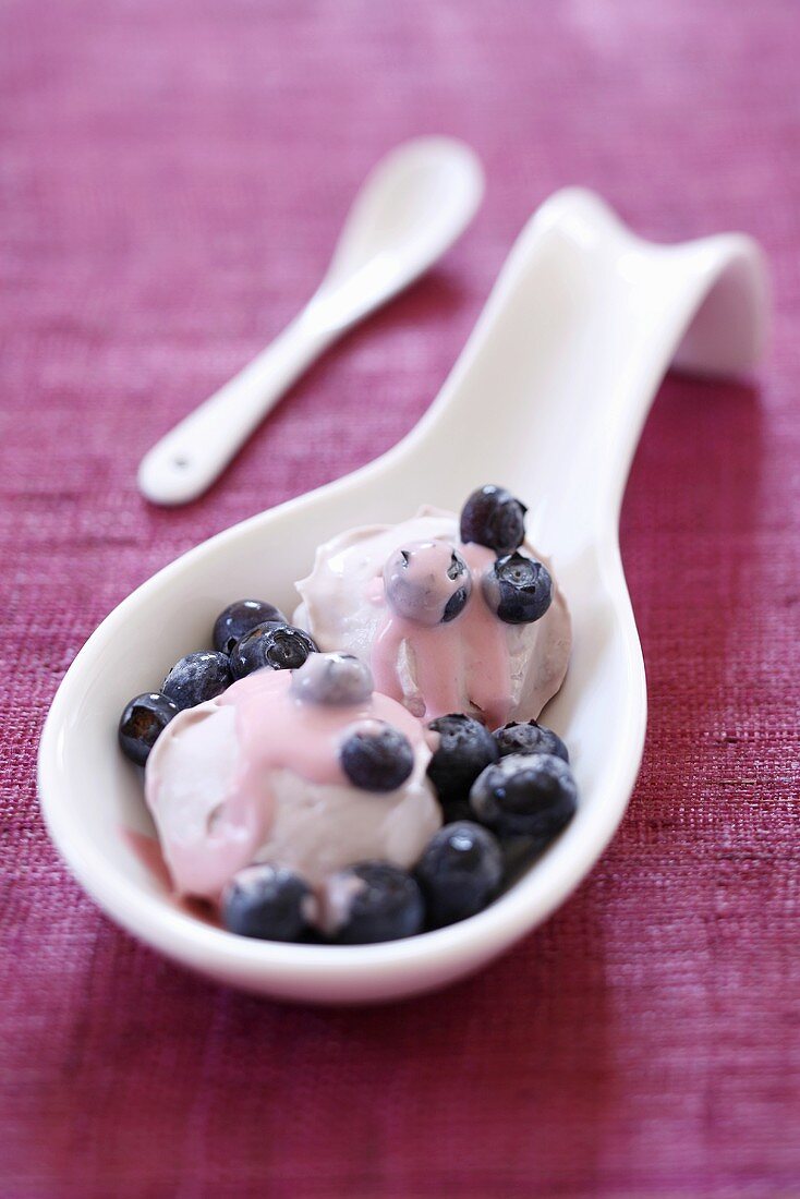 Ice cream with blueberries