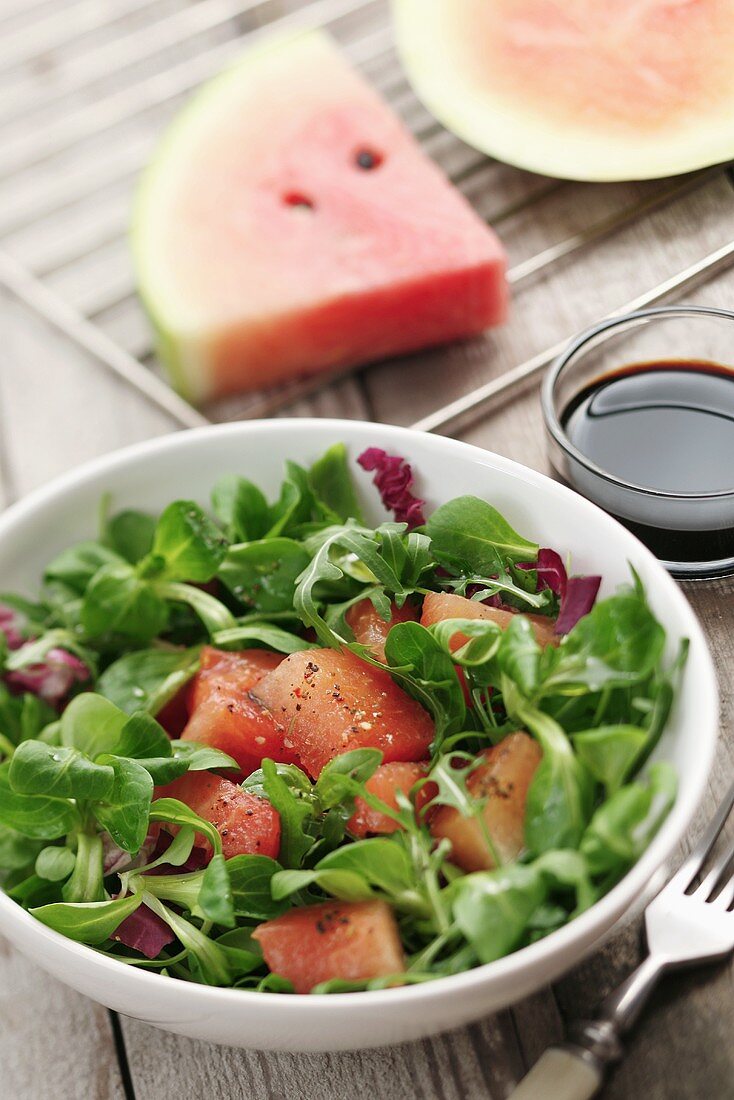 Feldsalat mit Wassermelone