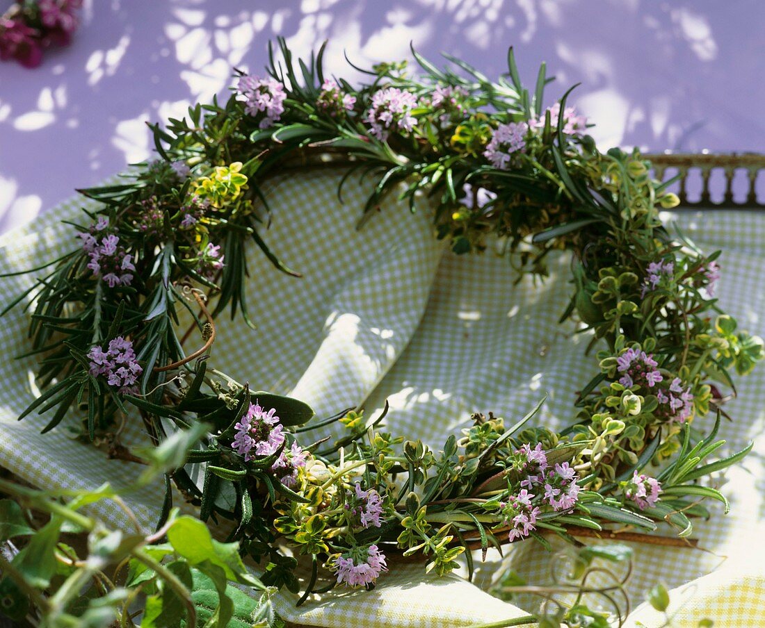 Wreath of rosemary and thyme