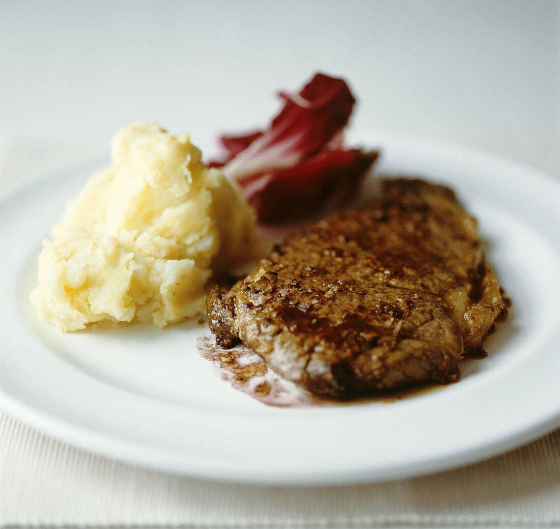 Beef steak with horseradish mashed potato