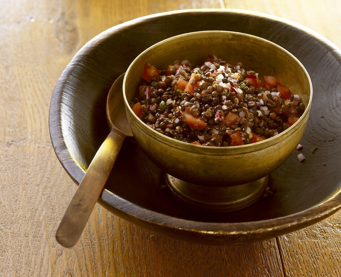 Green lentil salad