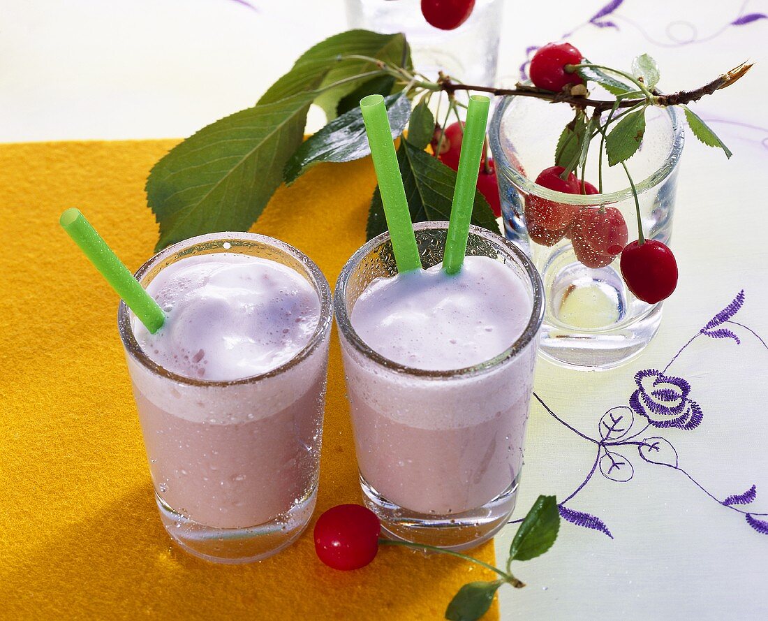 Soya milk with coconut and sour cherries