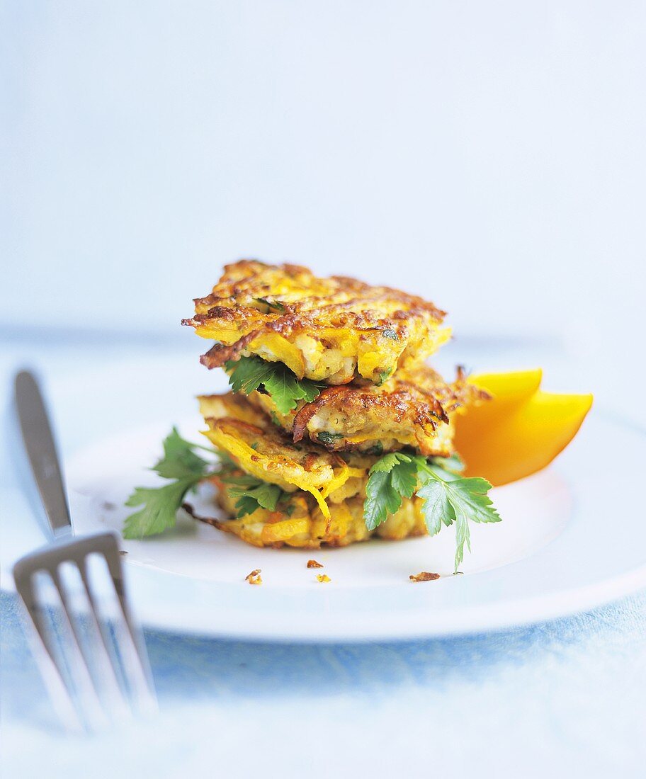 Chicken and pumpkin patties with parsley