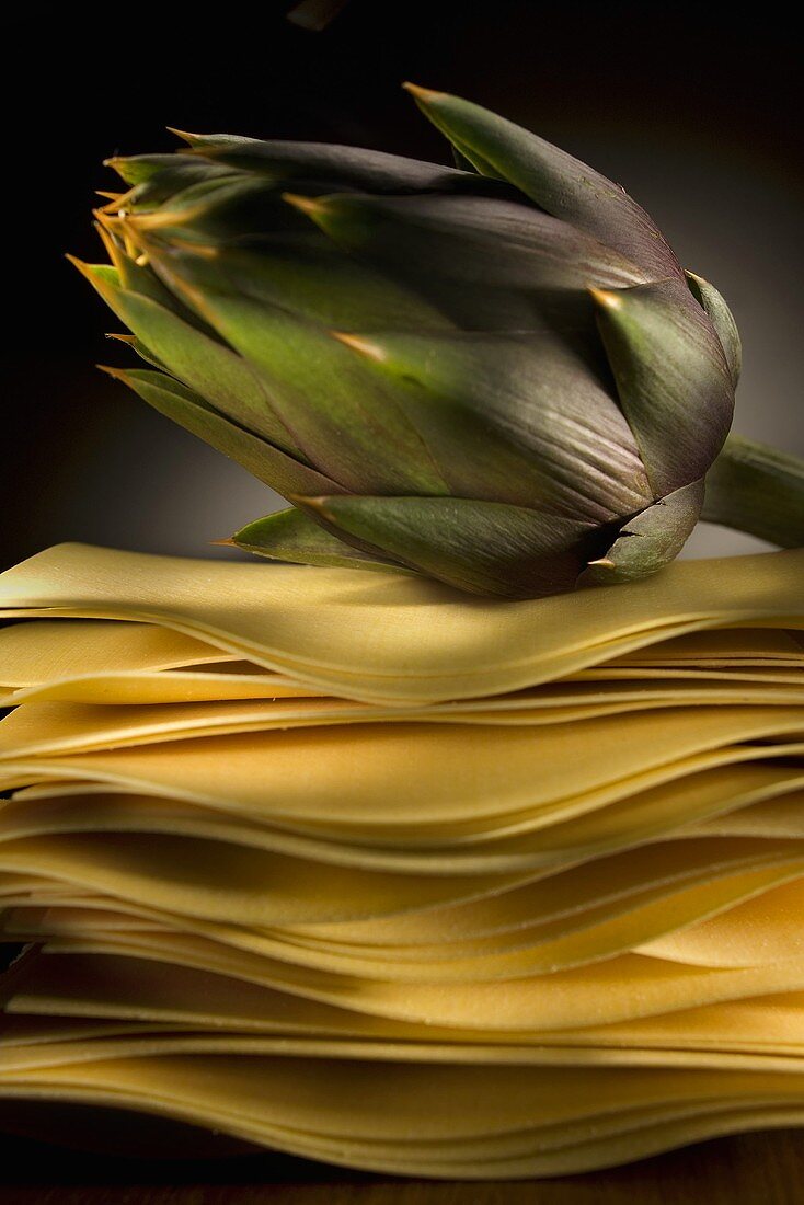 Artichoke on lasagne sheets