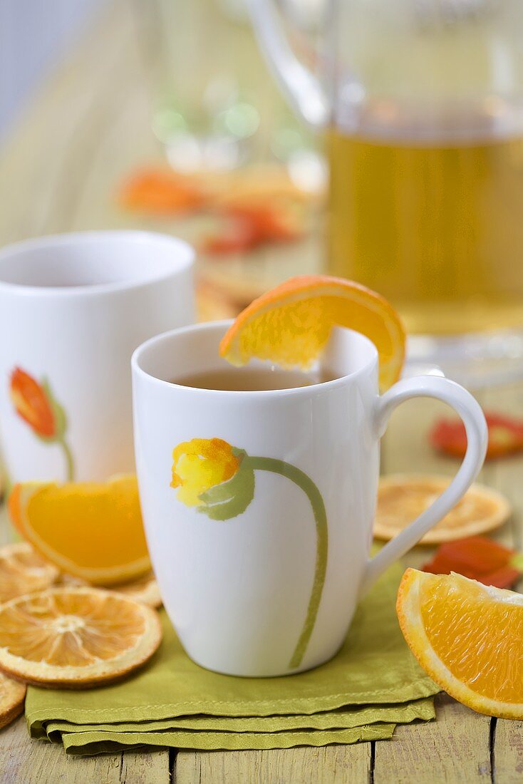 Orange tea and orange wedges