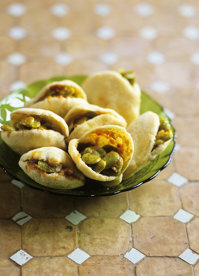 Pita bread filled with bean salad