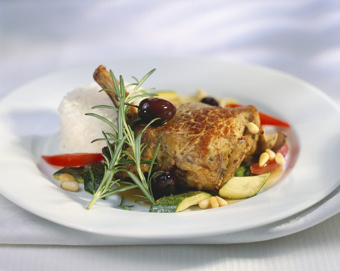 Veal chop with rosemary and Mediterranean vegetables