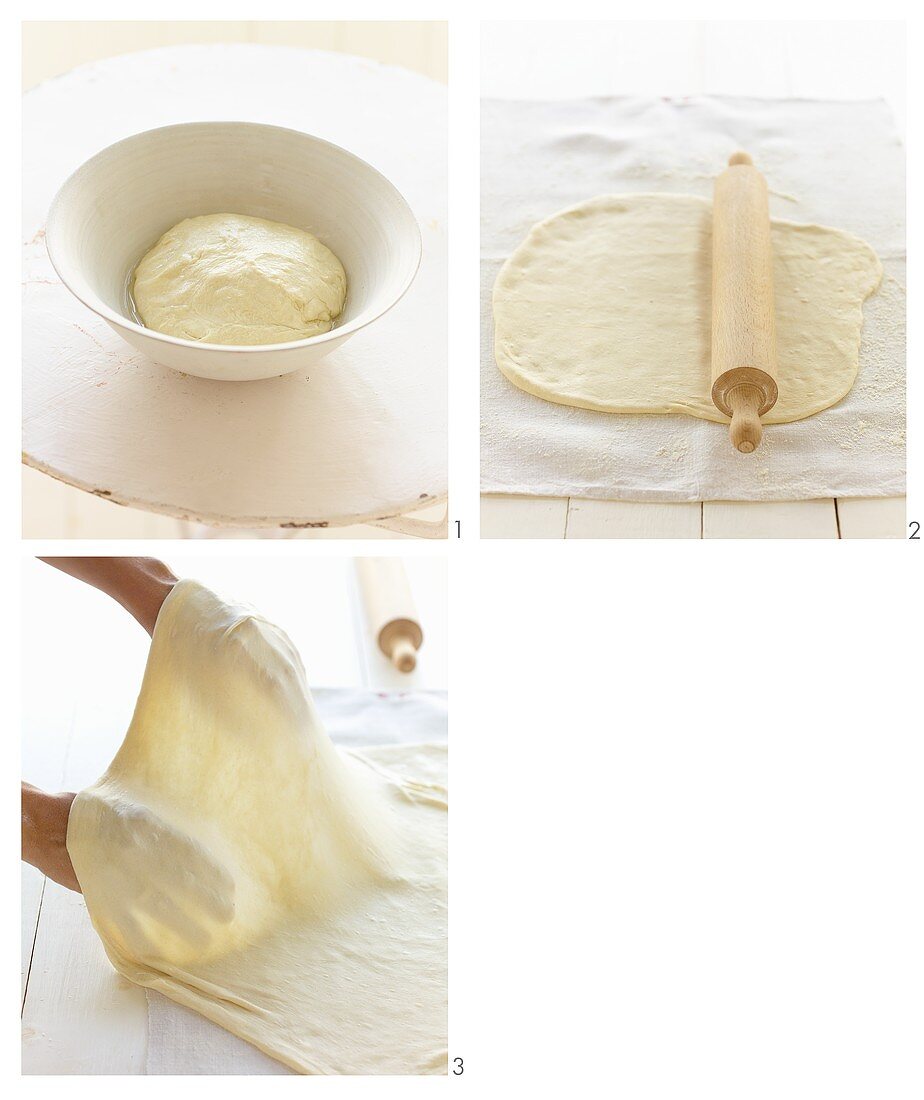 Making strudel pastry