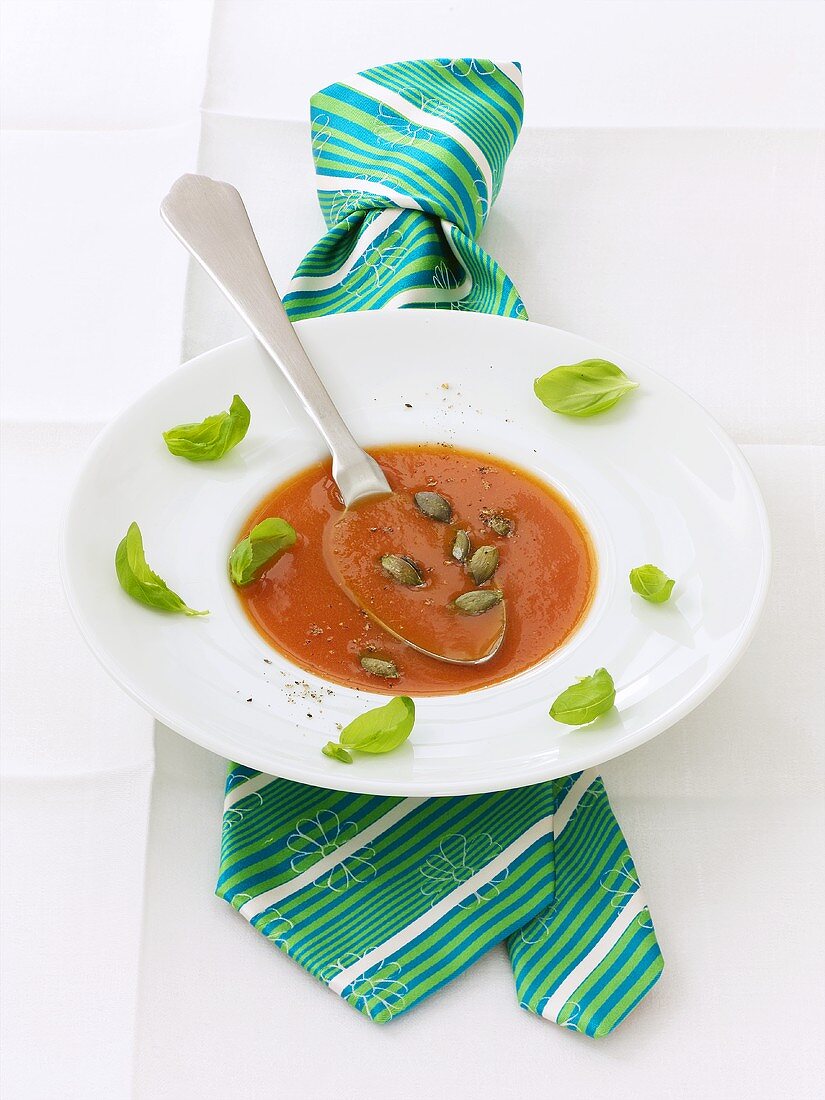 Tomato soup with pumpkin seeds