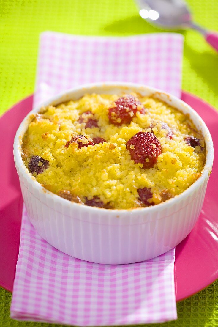 Millet pudding with raspberries