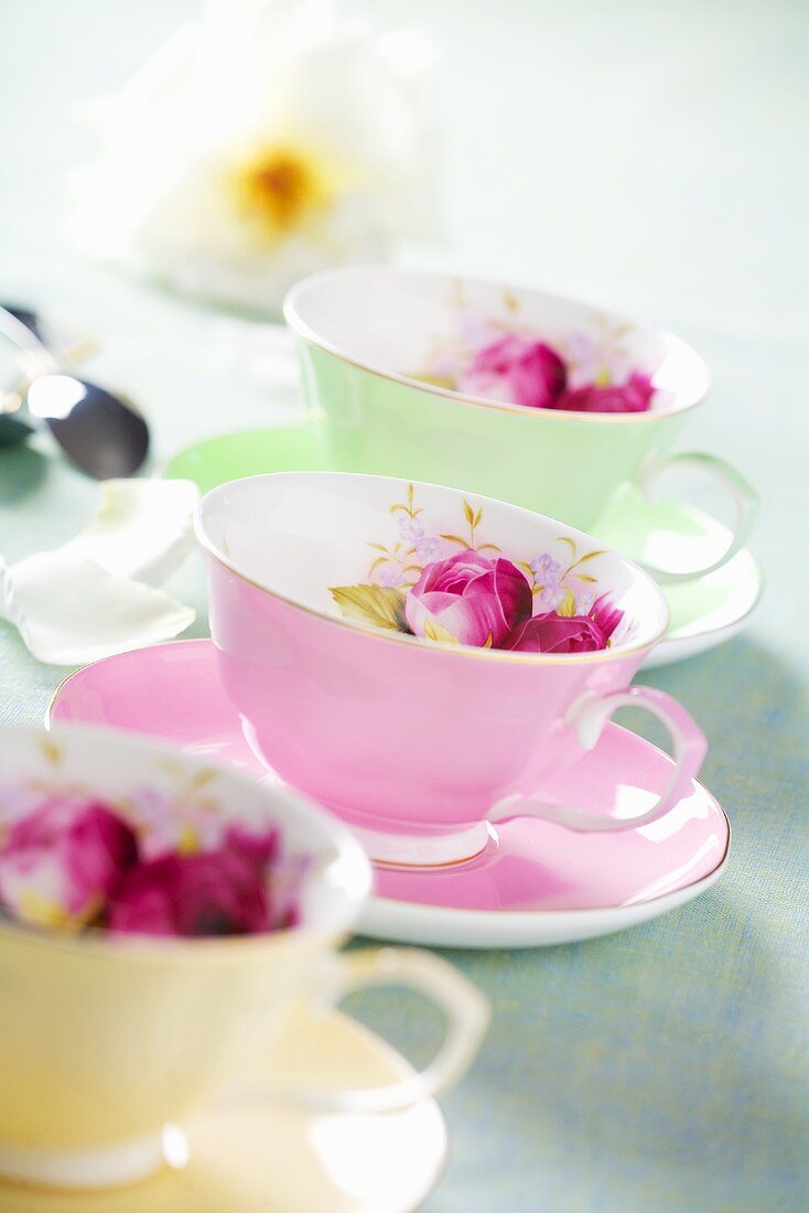 Floral cups and saucers