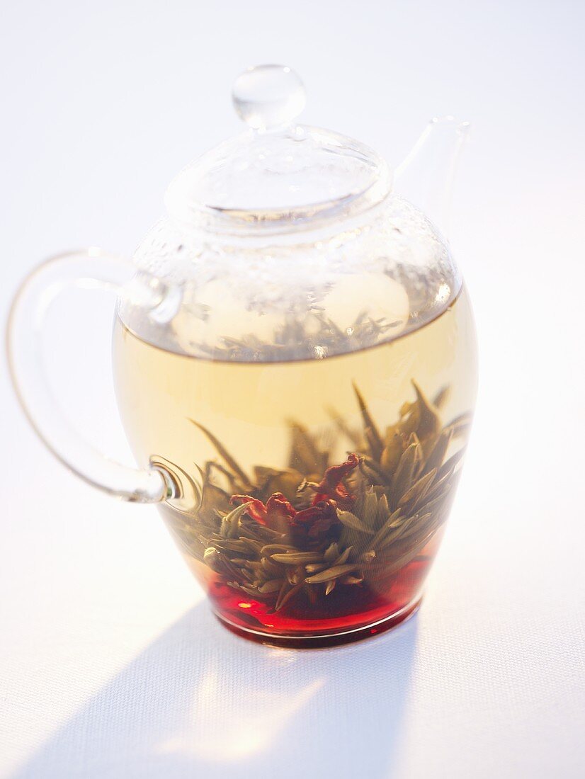 White tea in a teapot