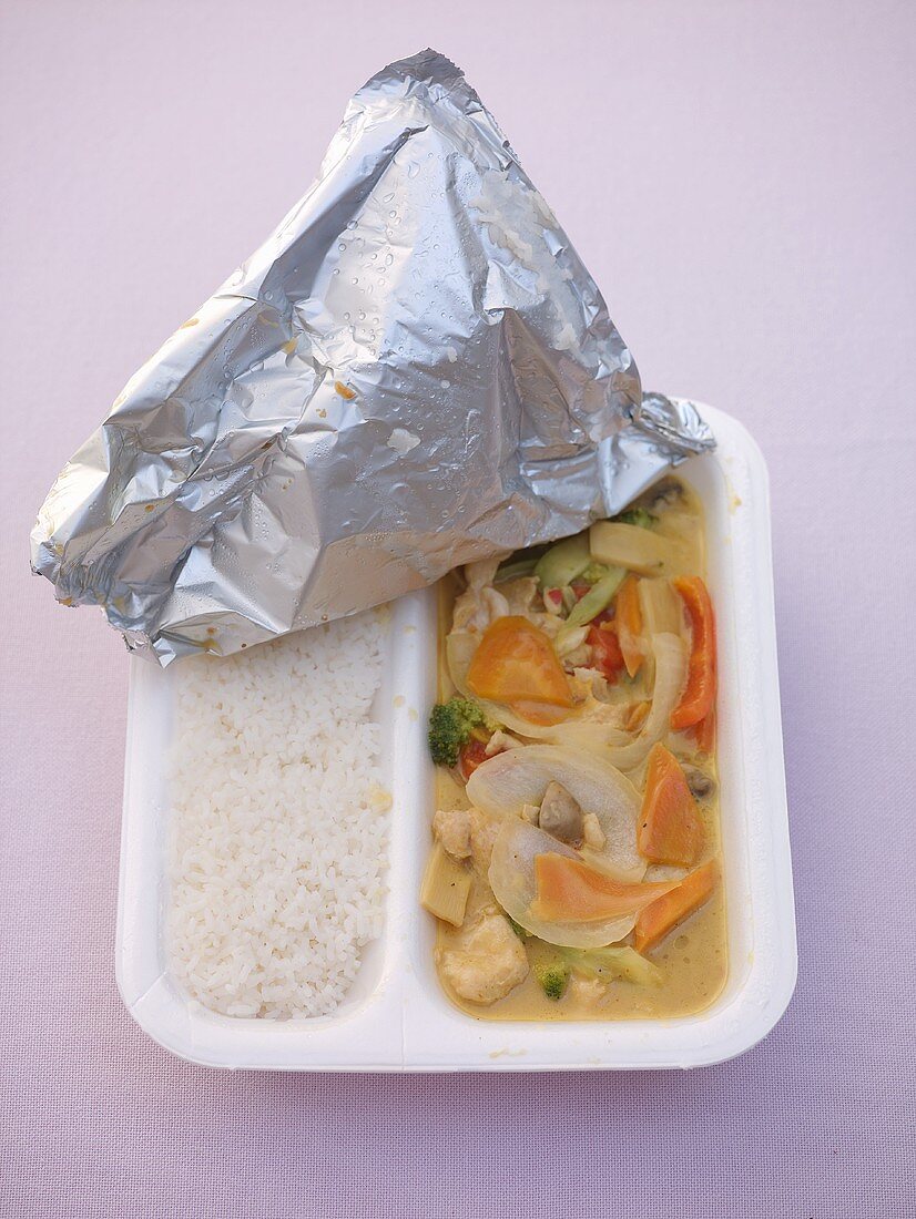 Chinese food in polystyrene container