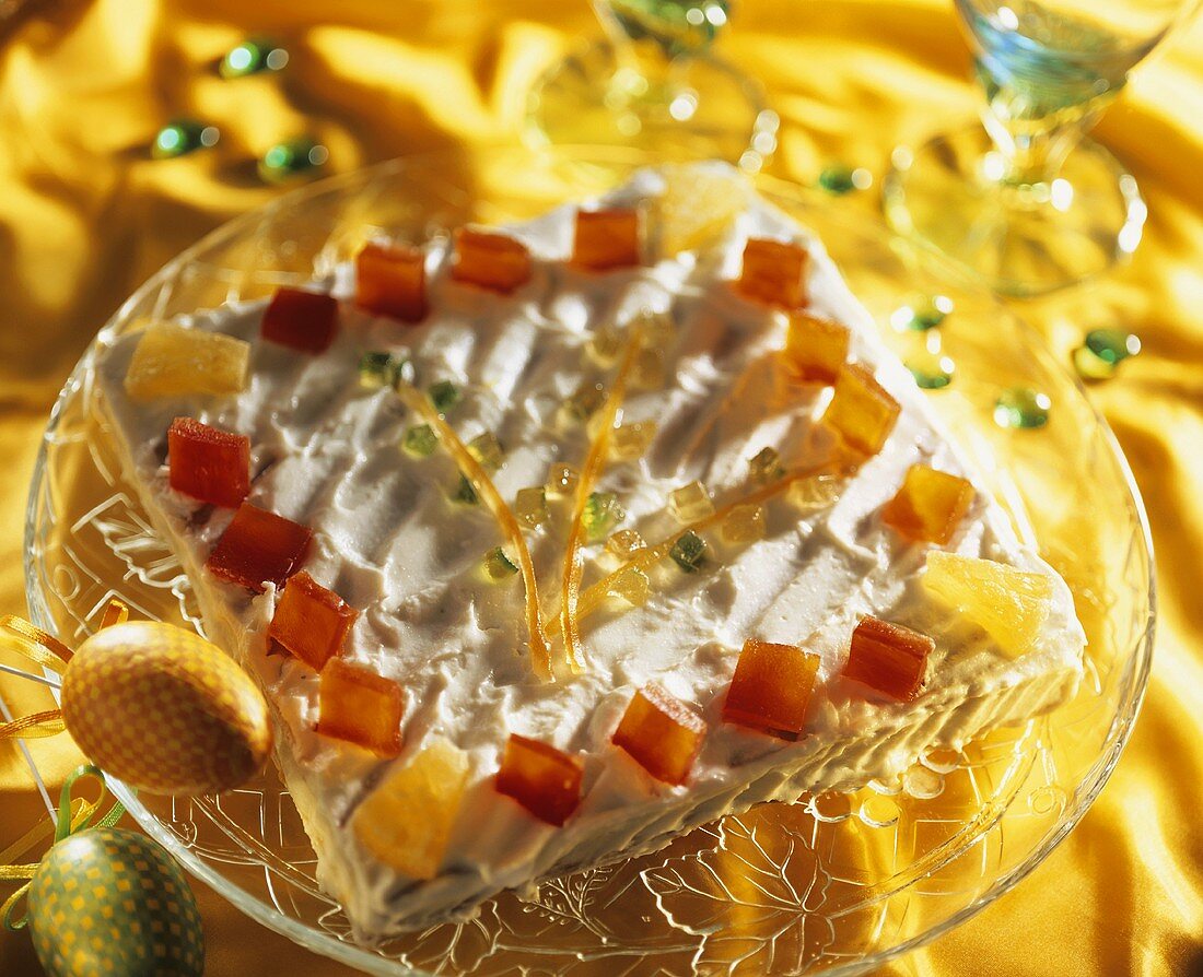 Mazurek with candied fruit (Polish Easter cake)