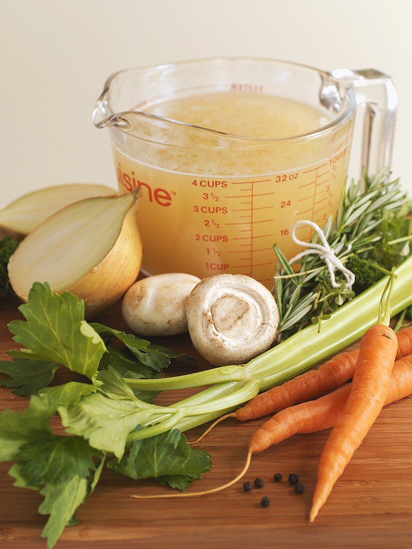 Chicken stock with vegetables