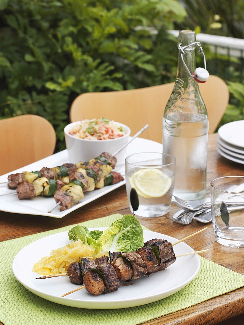 Grilled beef and lamb kebabs