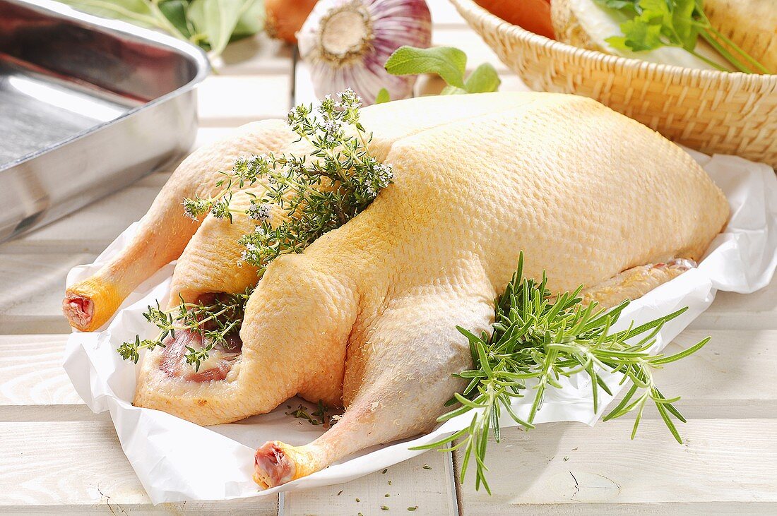 Fresh duck with herb stuffing