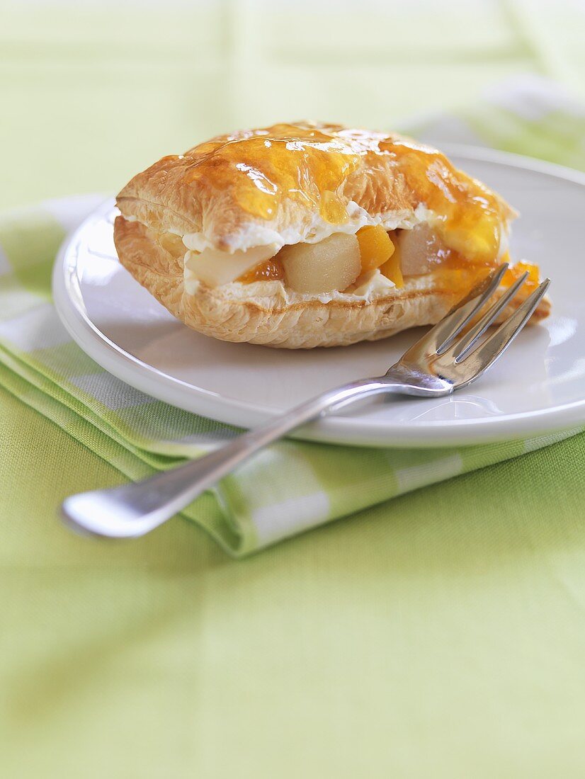 Puff pastry apple and peach turnover