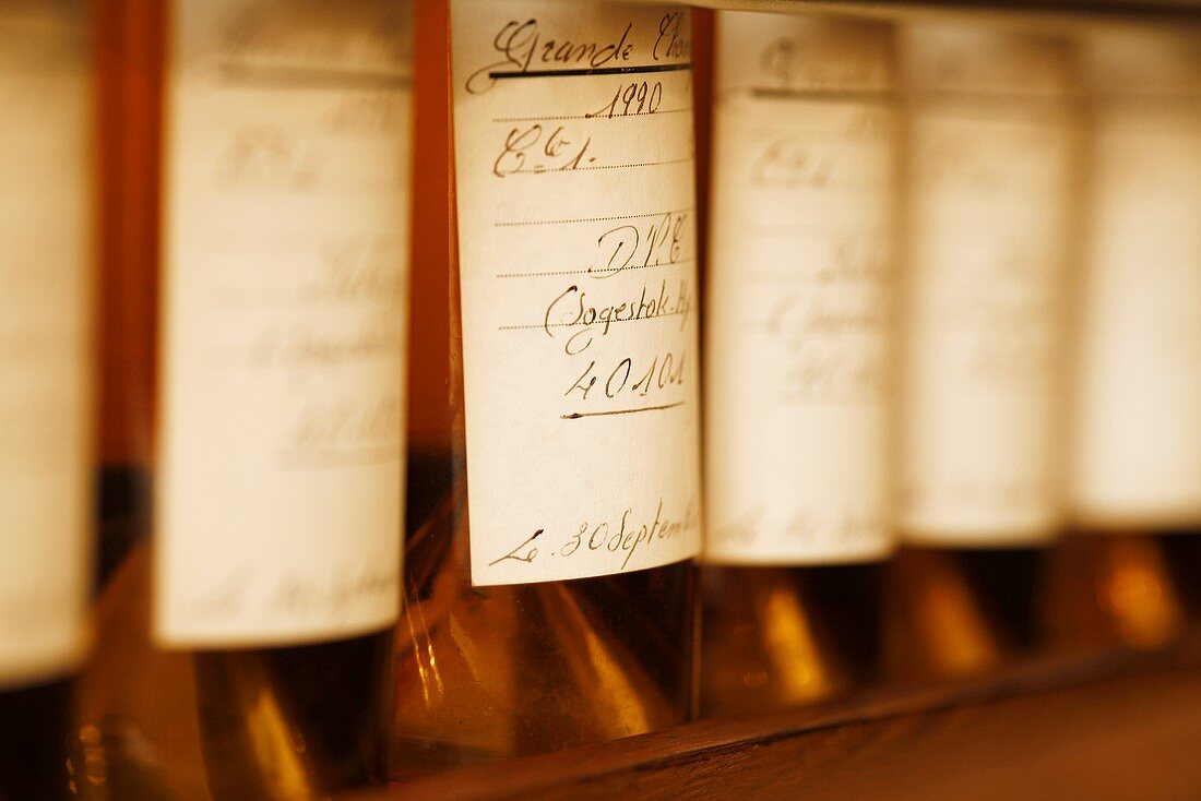 Several bottles of Hine Cognac (detail)