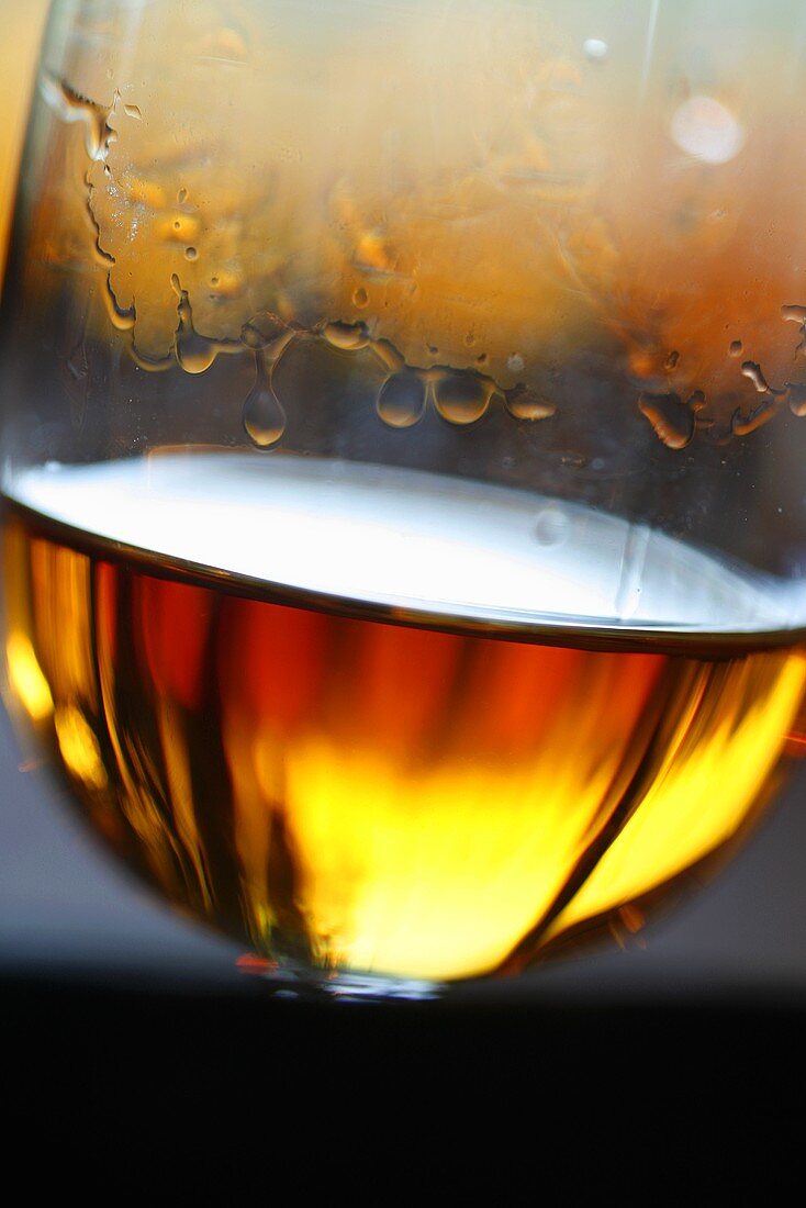A glass of cognac (close-up)