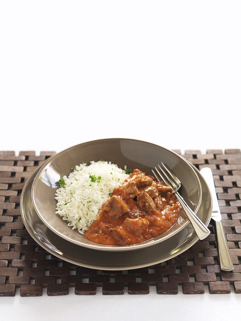 Lamb ragout with mint and rice