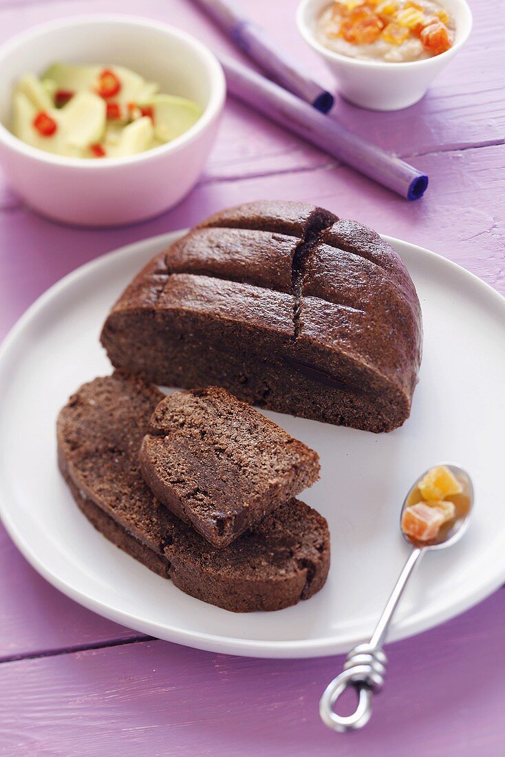 Chocolate loaf, partly sliced