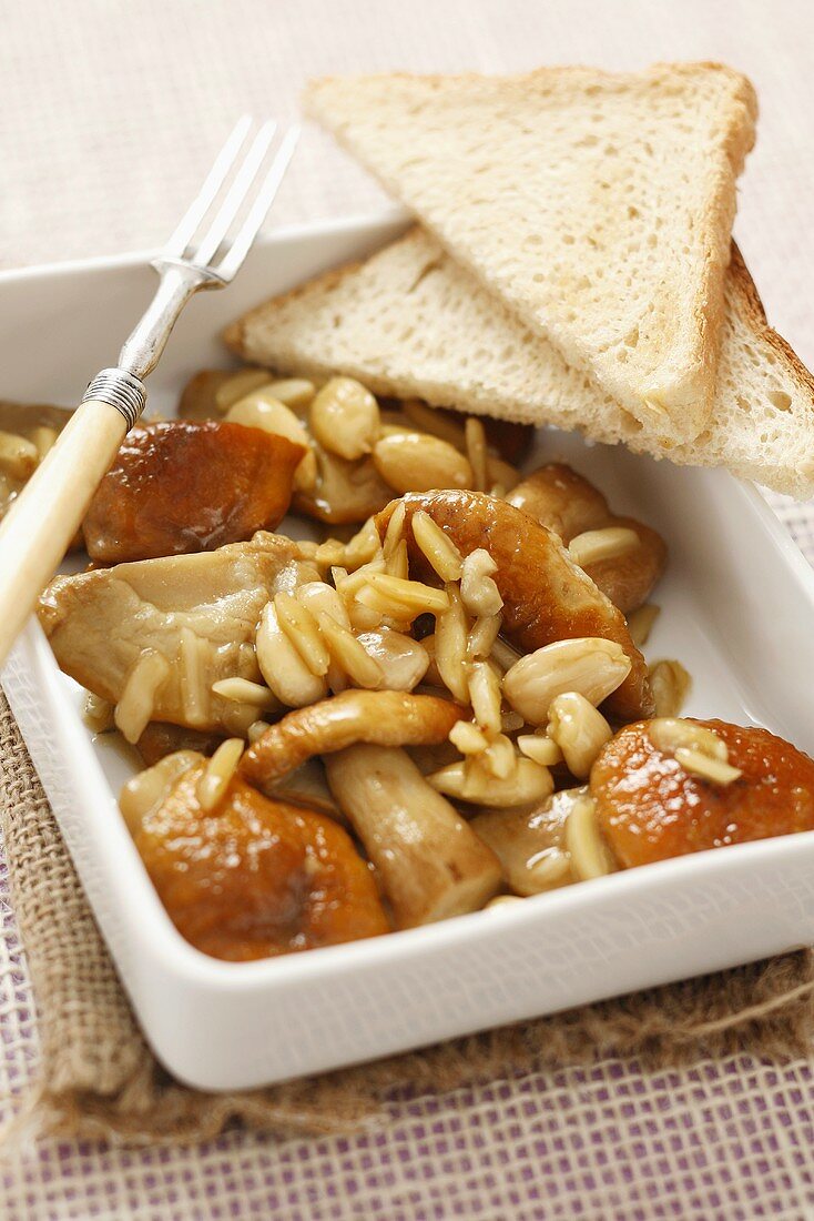 Ceps with honey and almonds