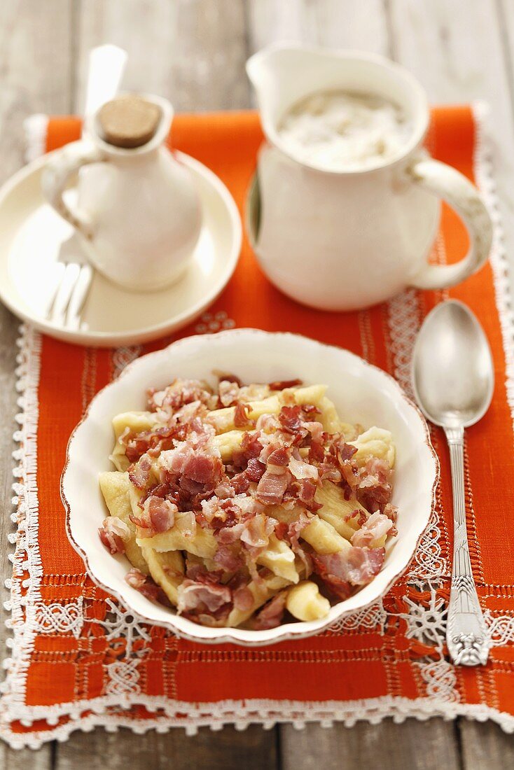 Kartoffelnudeln mit Speck