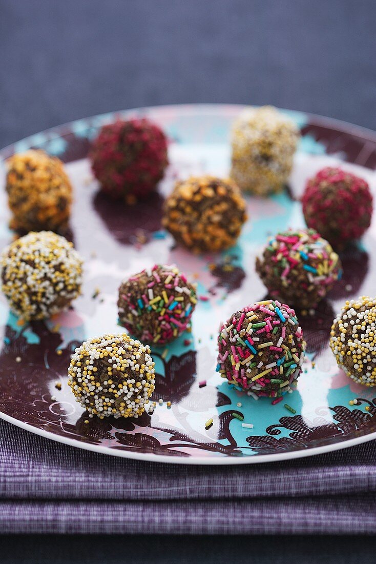 Chocolates coated in sprinkles