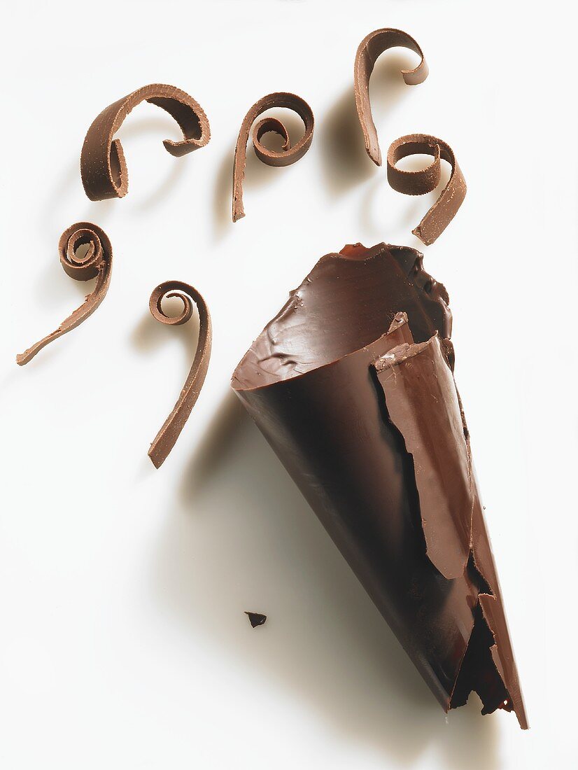 Chocolate cone and chocolate curls