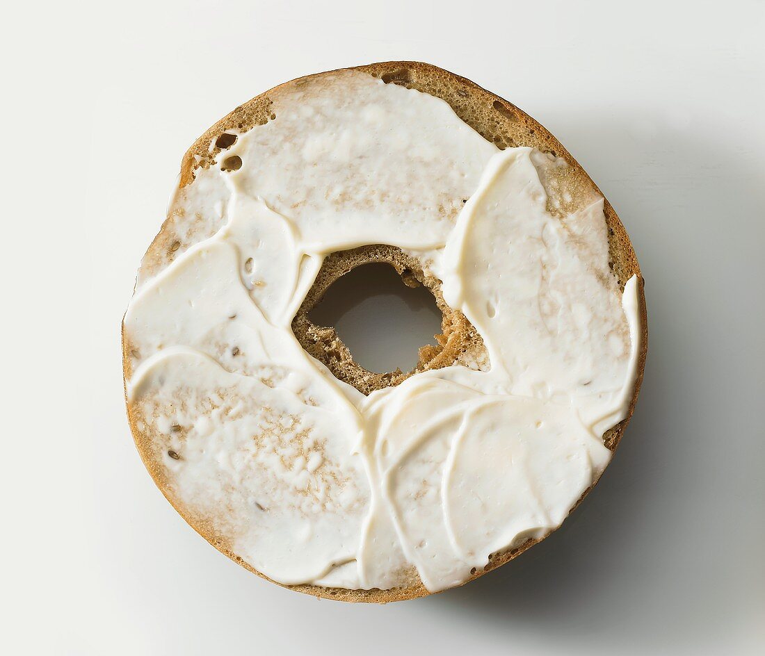 Bagel with mayonnaise
