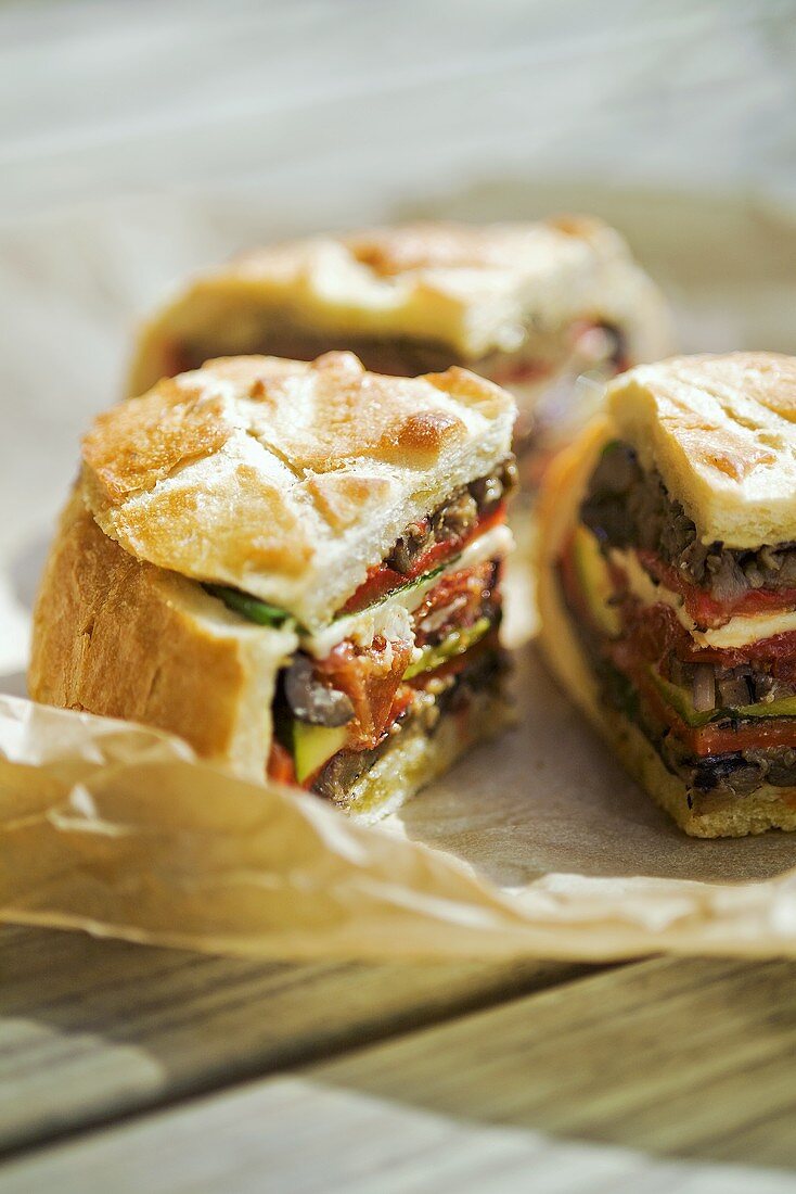 Bread stuffed with vegetables