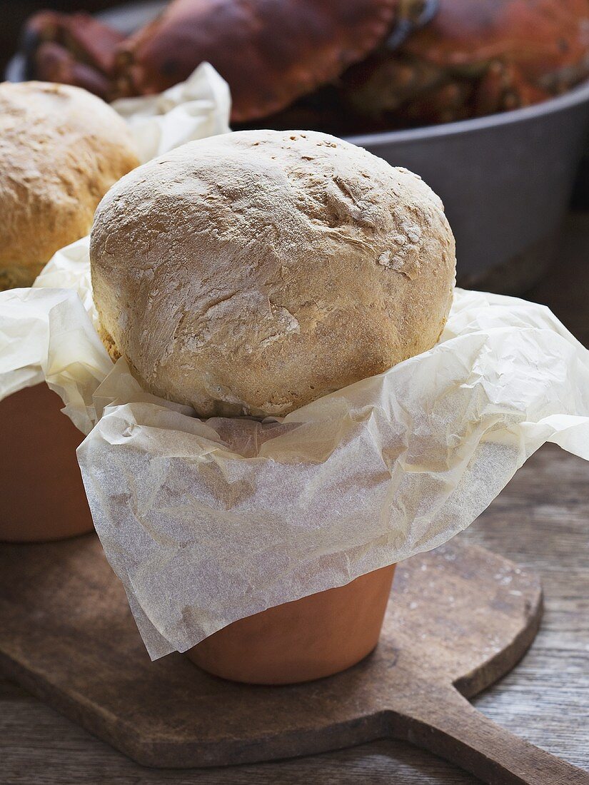 Bread baked in a flowerpot