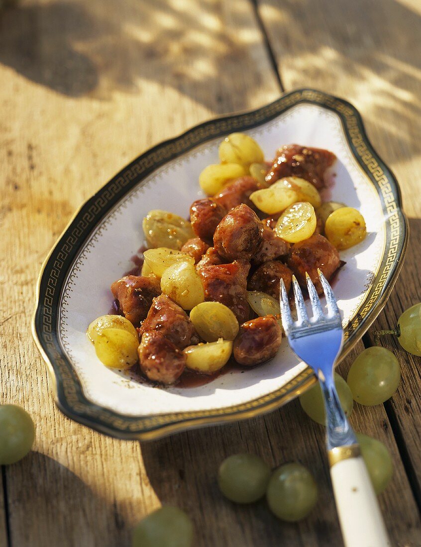 Salsicce al vino rosso (Pieces of sausage in red wine, Italy)