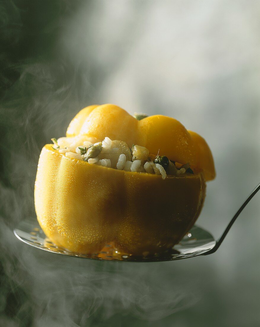 Yellow pepper with rice stuffing