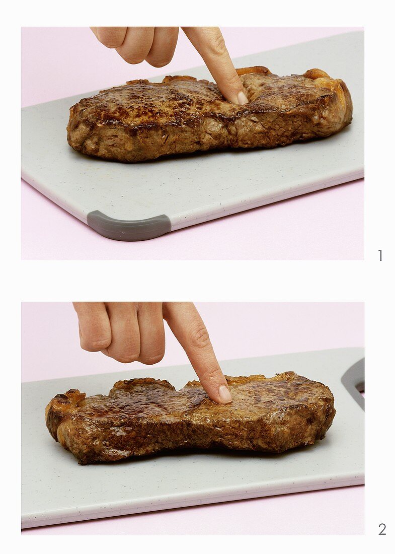 Garprobe bei einem Steak