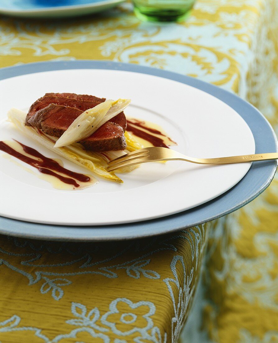 Beef fillet with caramelised chicory