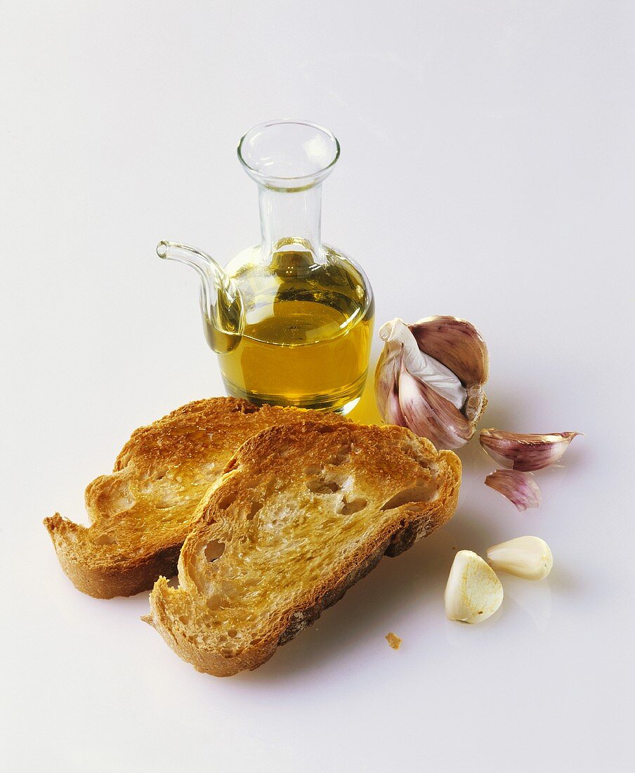 Crostini aglio, olio (Toasted bread with olive oil & garlic)