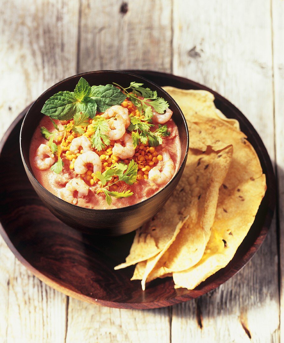 Lentil and prawn stew