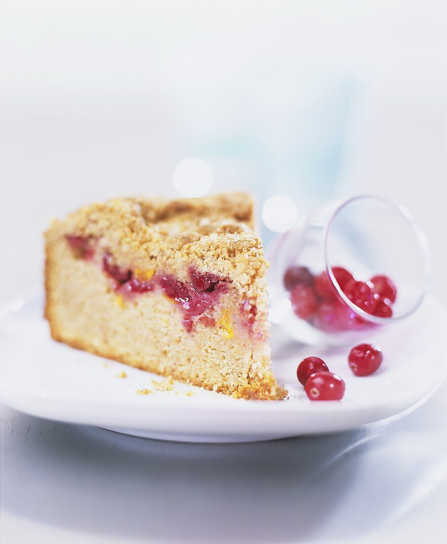 A piece of cranberry cake