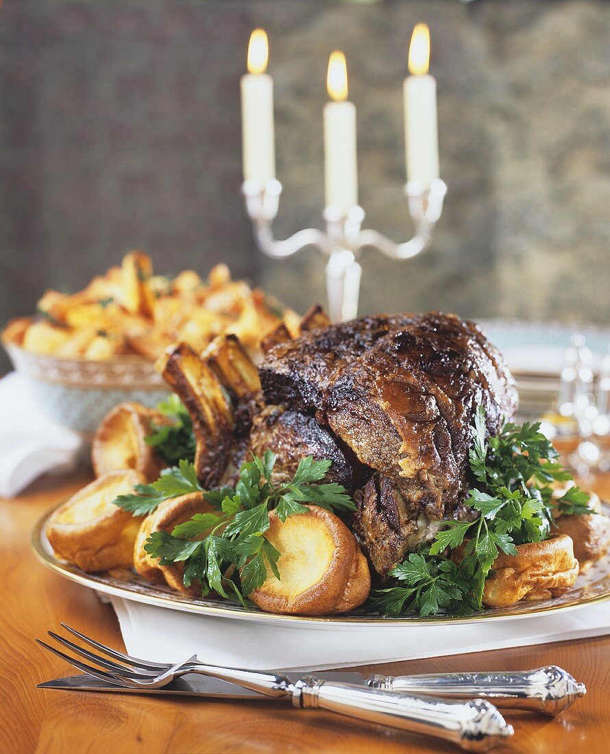 Kotelettbraten vom Rind mit Yorkshire Pudding