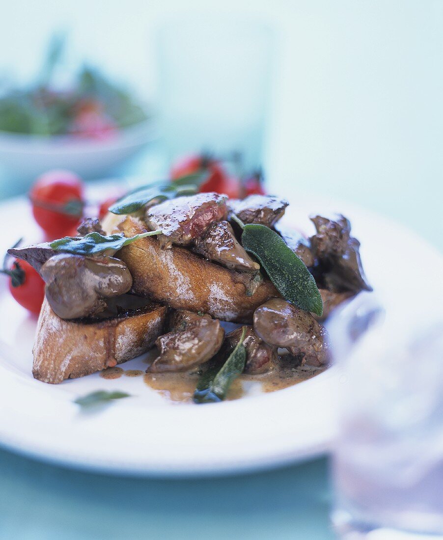 Crostini with chicken liver and sage