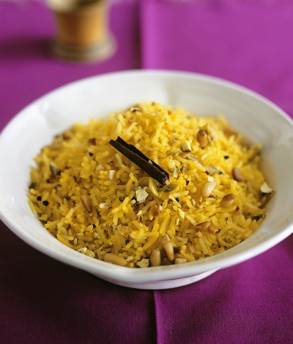 Saffron rice with pine nuts