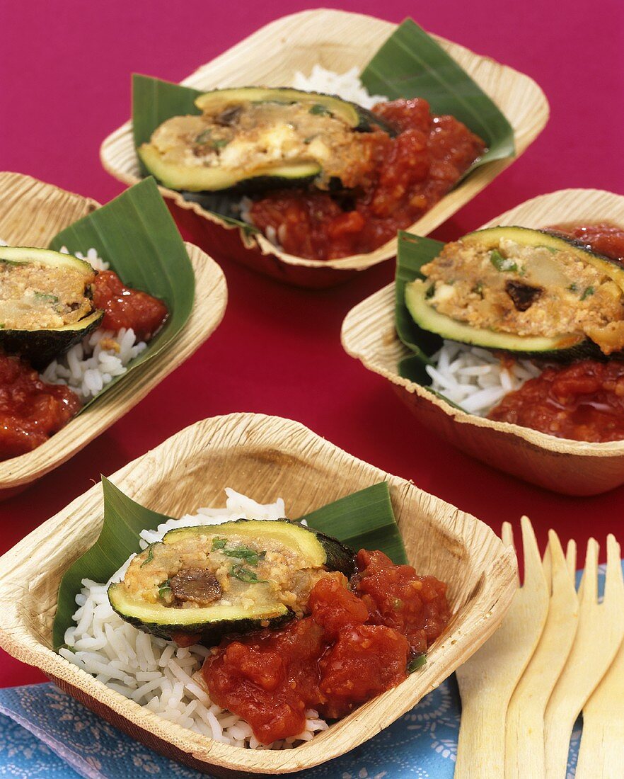 Indian-style stuffed courgettes