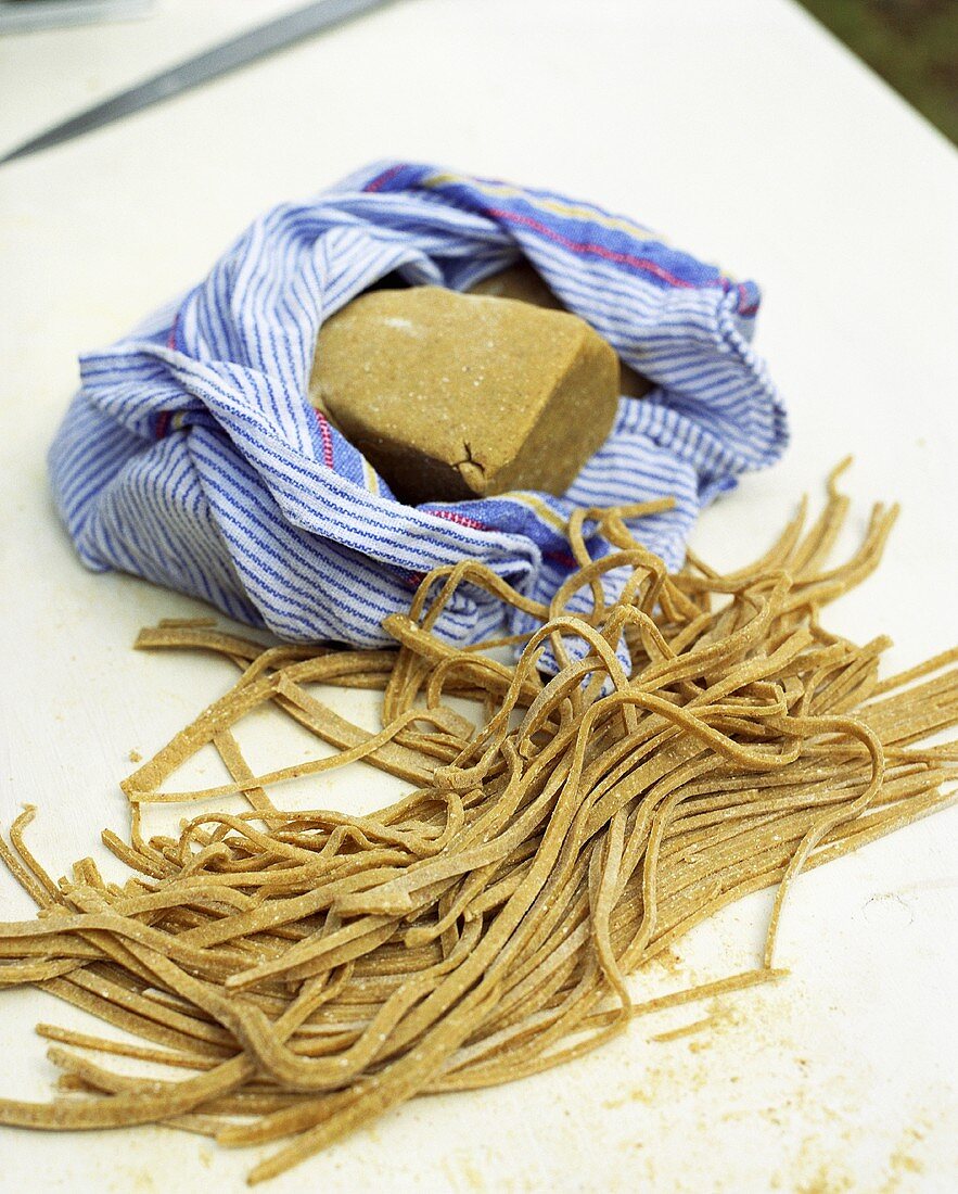 Home-made buckwheat pasta