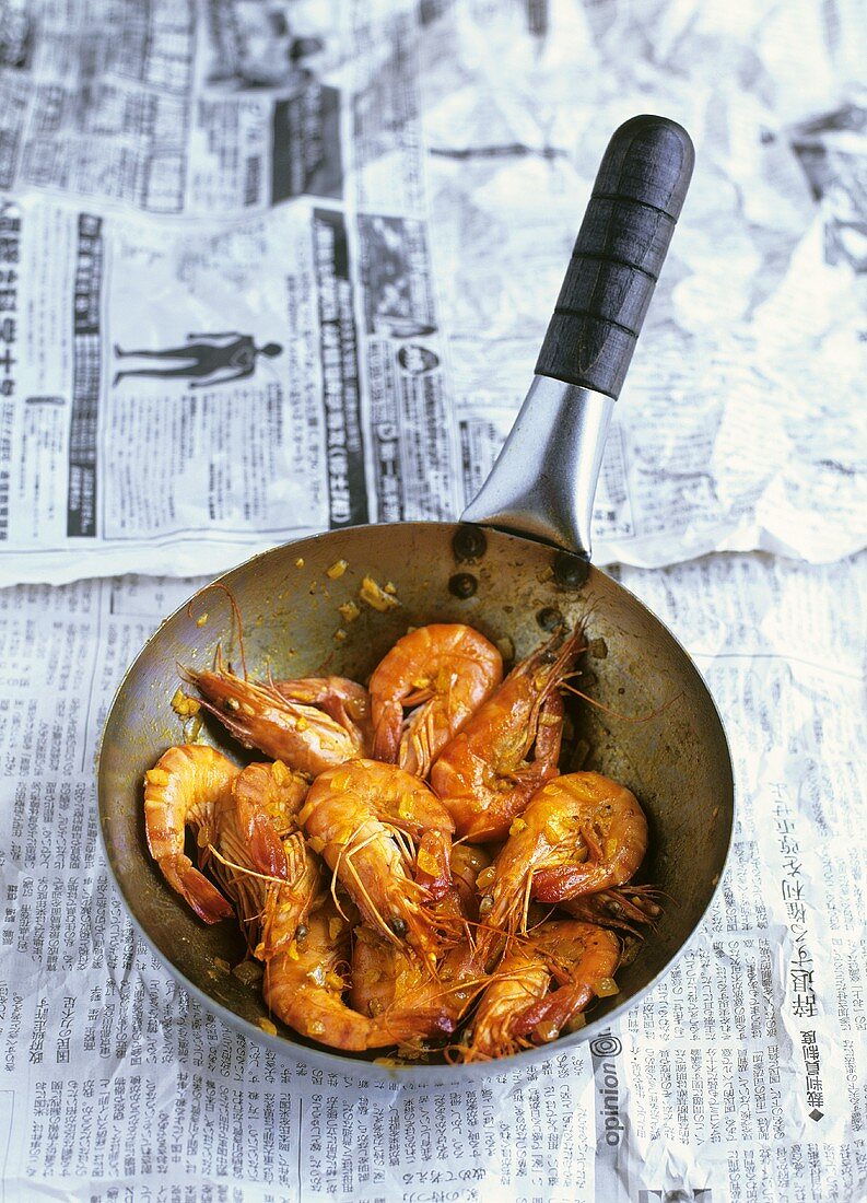 Fried prawns with ginger